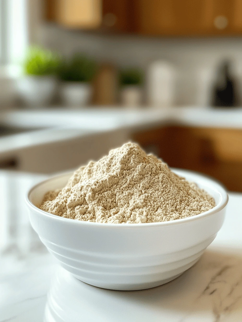 A rustic jar filled with homemade buckwheat pancake mix, surrounded by scattered buckwheat grains, a whisk, and a measuring spoon on a wooden countertop, with natural light highlighting the textures.
