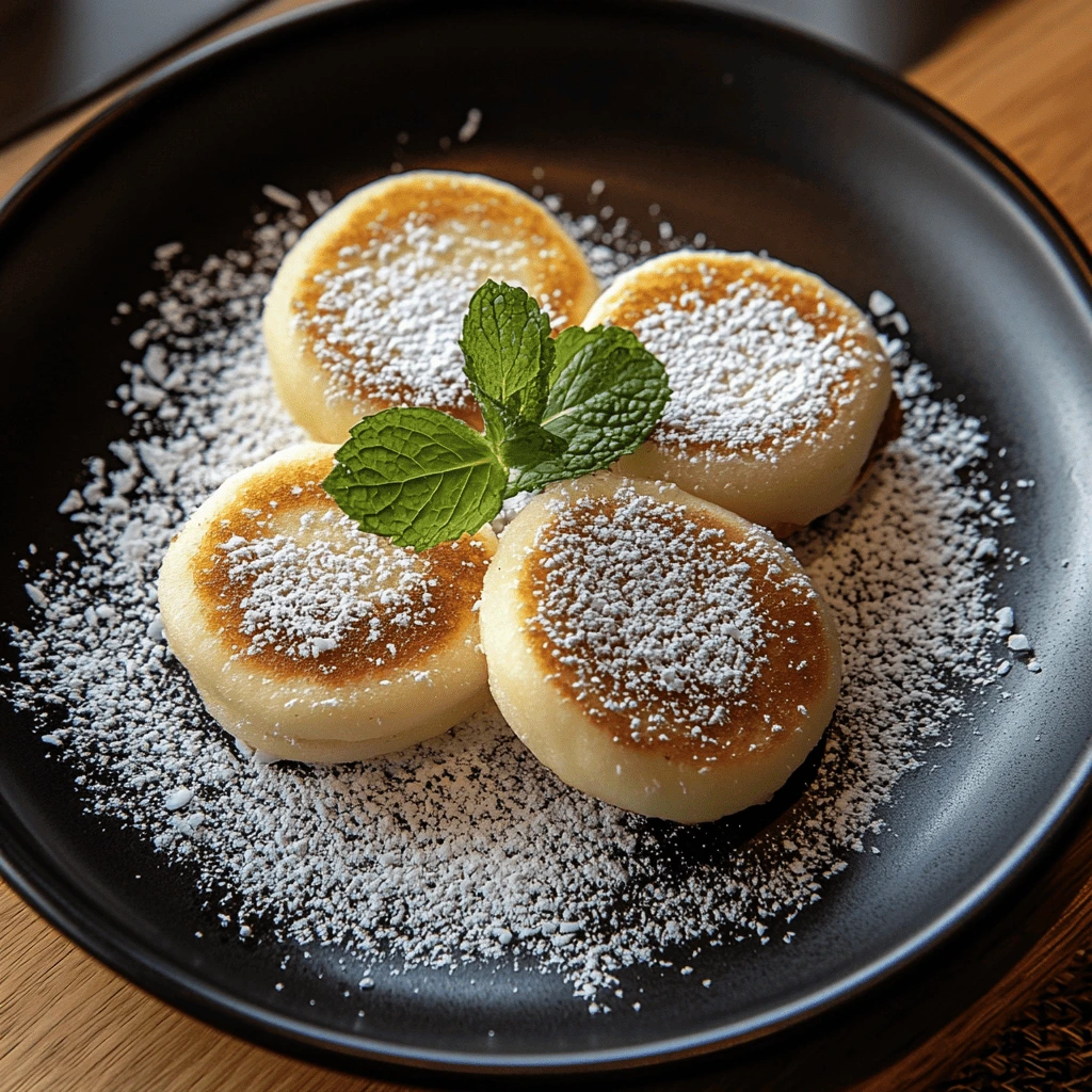 Plate of freshly made mini pancakes topped with butter and syrup, served on a wooden table