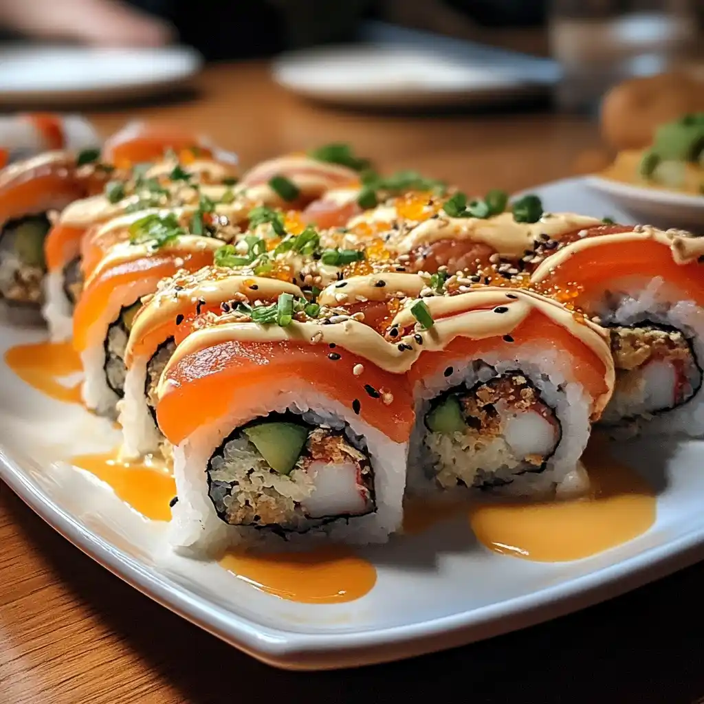 sushi order topped with salmon