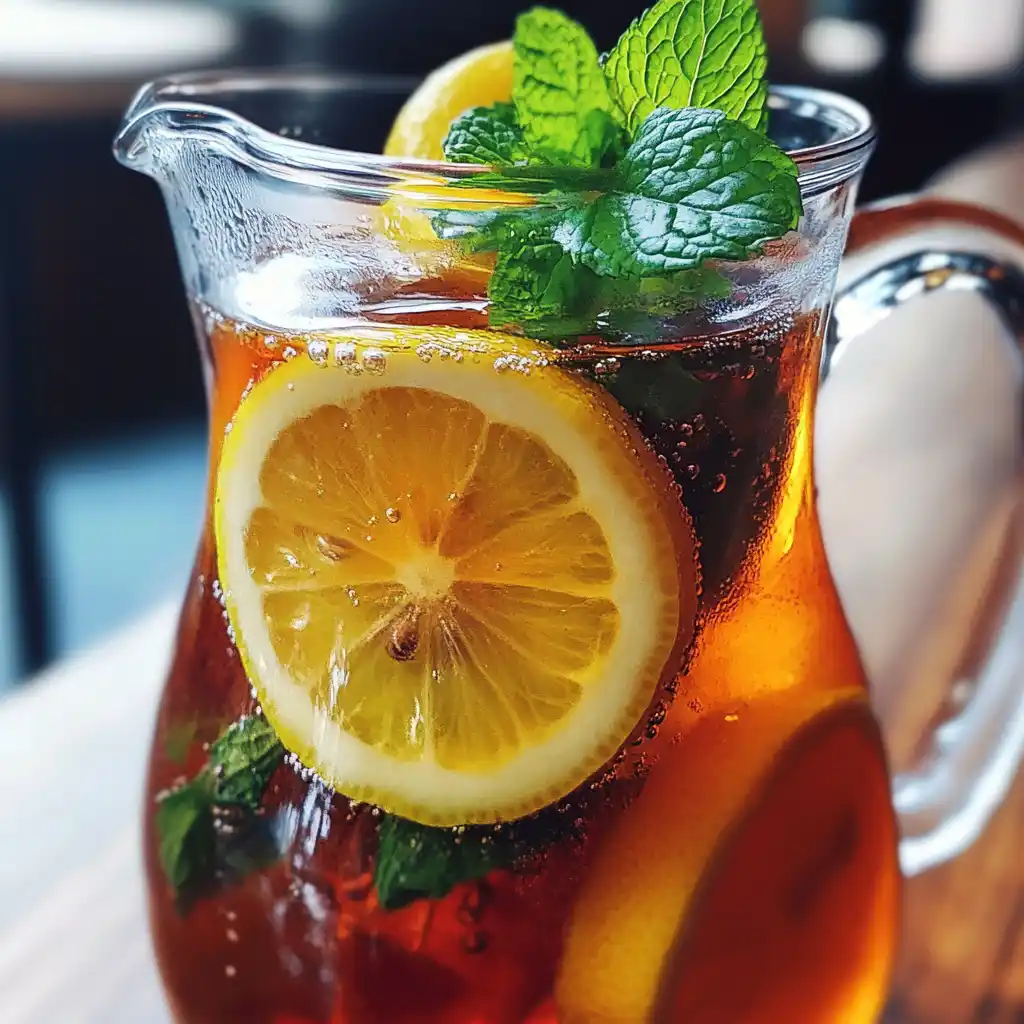 Authentic Sweet Tea Recipe with lemon and mint.