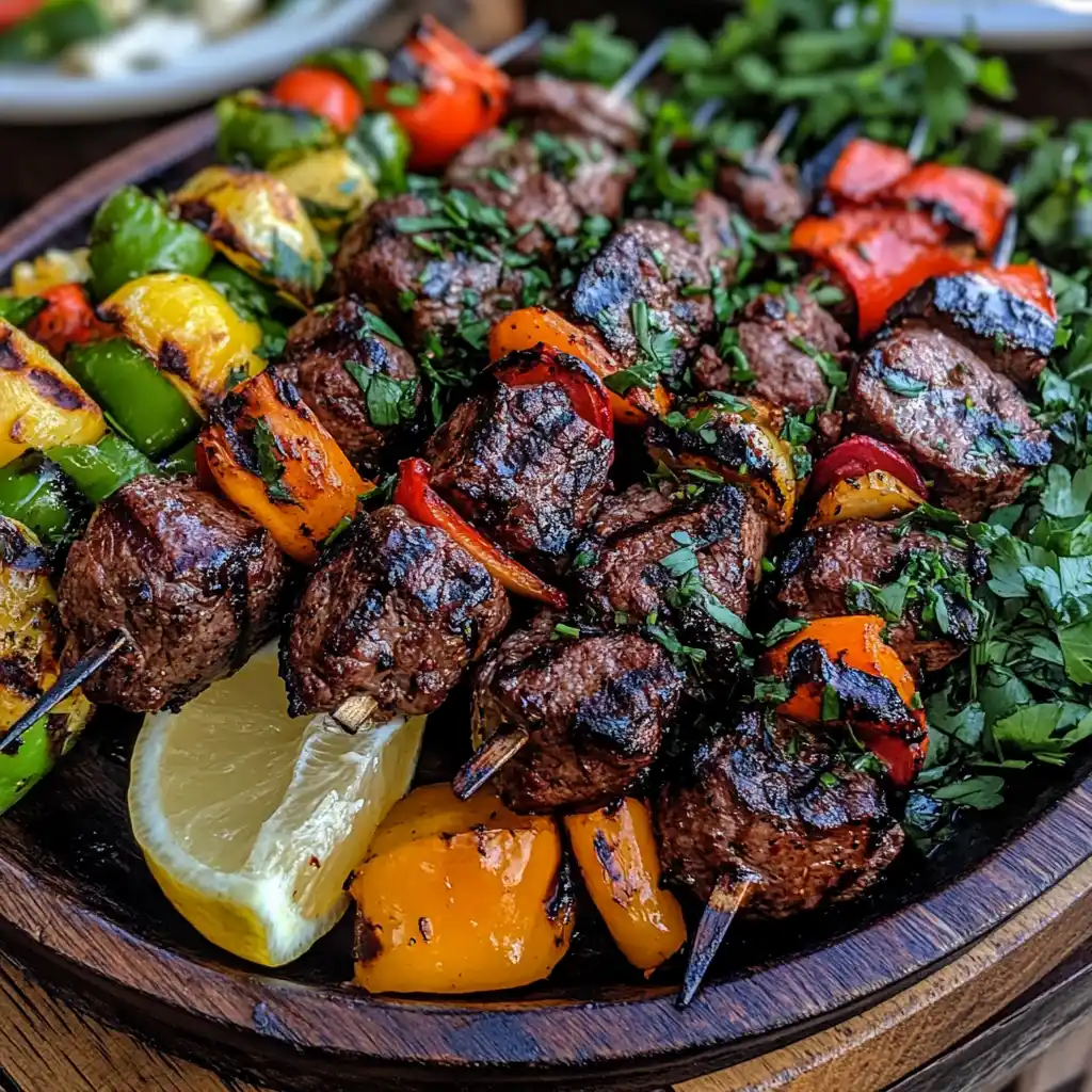 The Ultimate Guide to Marinated Beef Kabobs for Juicy, Flavor-Packed Grilling Perfect Marinated Beef Kabobs Platter with Herbs and Lemon