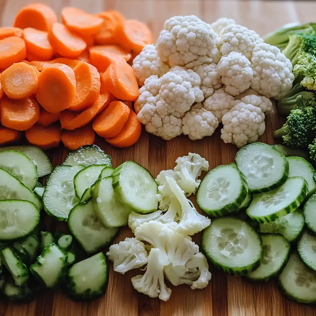 Marinated Vegetable Salad – The Ultimate Guide to a Flavorful, Healthy Side Dish Fresh chopped vegetables for marinated vegetable salad prep