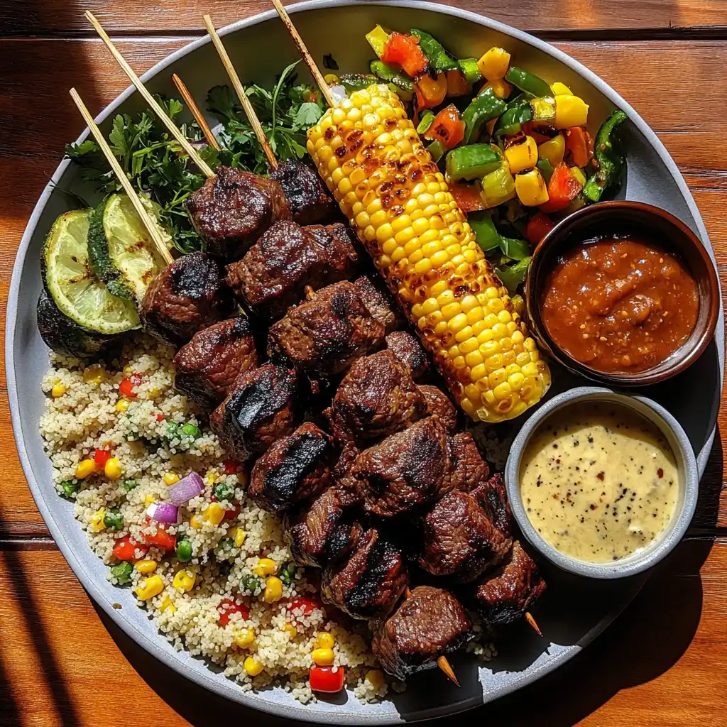 The Ultimate Guide to Marinated Beef Kabobs for Juicy, Flavor-Packed Grilling Marinated Beef Kabobs Platter with Side Dishes